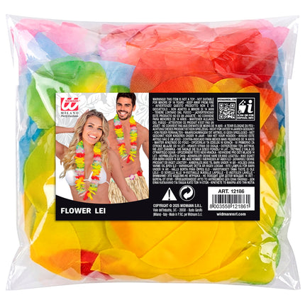 Bloem bloemenkrans multicolor per stuk in polybag zijaanzicht – verkleedkleding