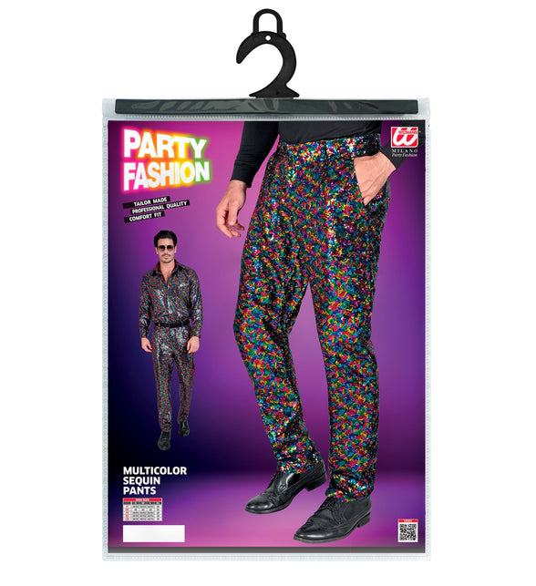 Paillettenbroek heren meerkleurig achterkant - glitter discobroek disco