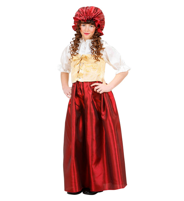 Boerin kostuum meisje met bloes korset en rok, Tiroler dirndl verkleedjurk kind vooraanzicht