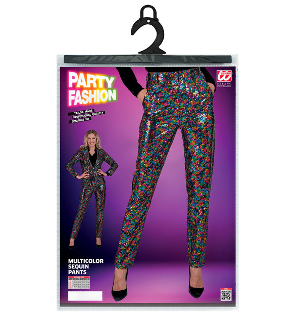 Paillettenbroek Mara meerkleurig achterkant - kleurrijke glitterbroek disco