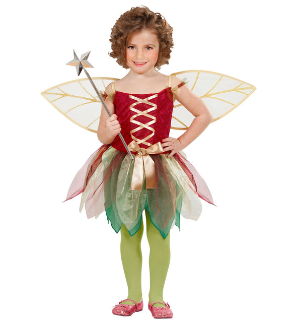 Feeen jurkje kind met glinsterende vleugels, fantasie elf outfit detail