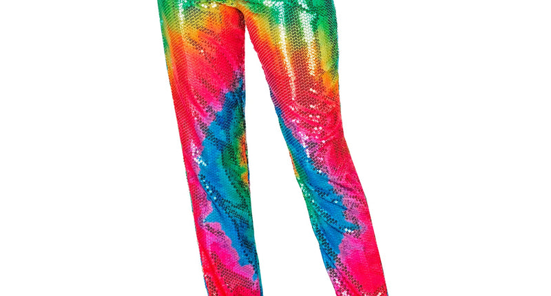 Paillettenbroek Mara tie dye - kleurrijke glitterbroek met tie dye pailletten disco