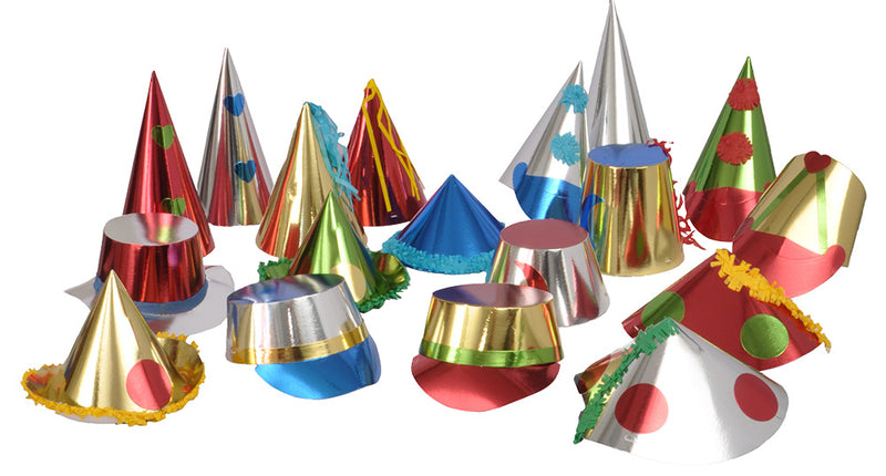 Set 36 papieren feesthoedjes multikleur Oud Nieuw