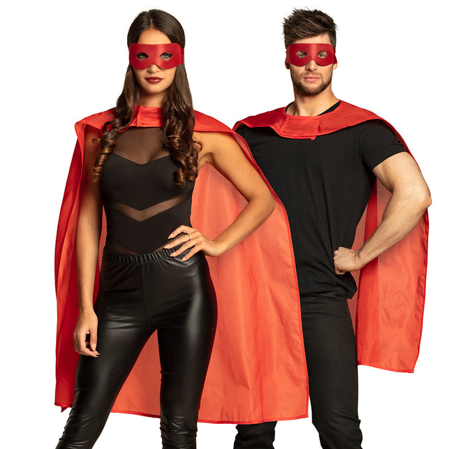 Super held cape en masker set rood