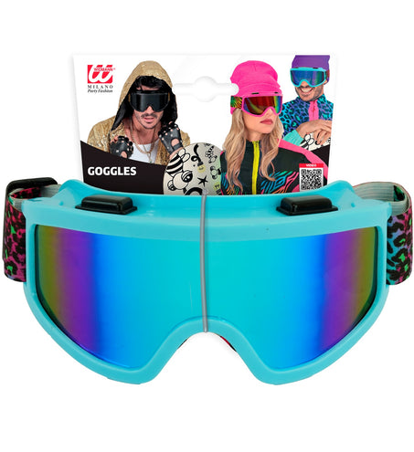 Ski-bril 80's blauw regenboog luipaardprint Pim — foto 2