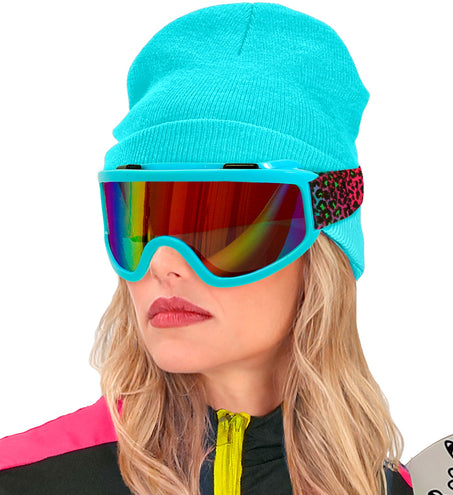 Ski-bril 80's blauw regenboog luipaardprint Pim — foto 5