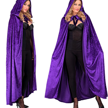 Paars fluwelen cape met kap 140cm Luuk — foto 5