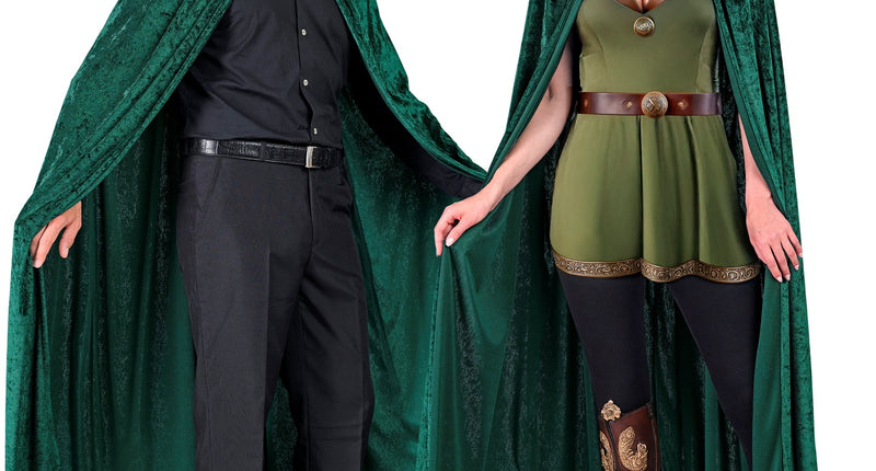 Groen fluwelen cape met kap 140 cm Finn