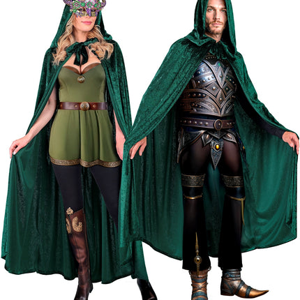 Groen fluwelen cape met kap 140 cm Finn — foto 2