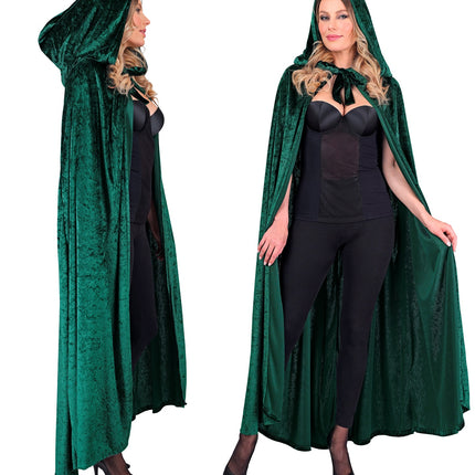 Groen fluwelen cape met kap 140 cm Finn — foto 4