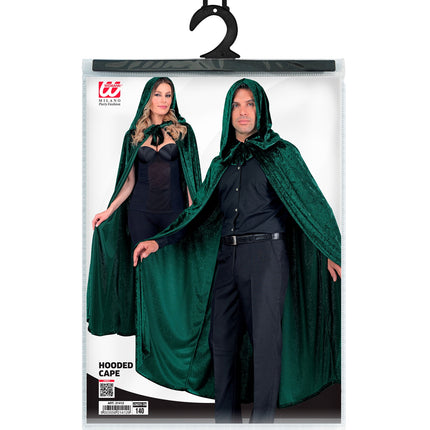 Groen fluwelen cape met kap 140 cm Finn — foto 5