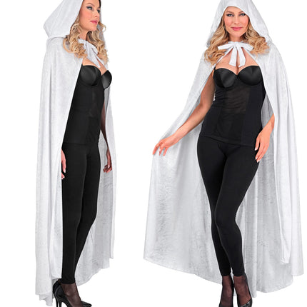 Wit fluwelen cape met kap 140cm Bente — foto 5