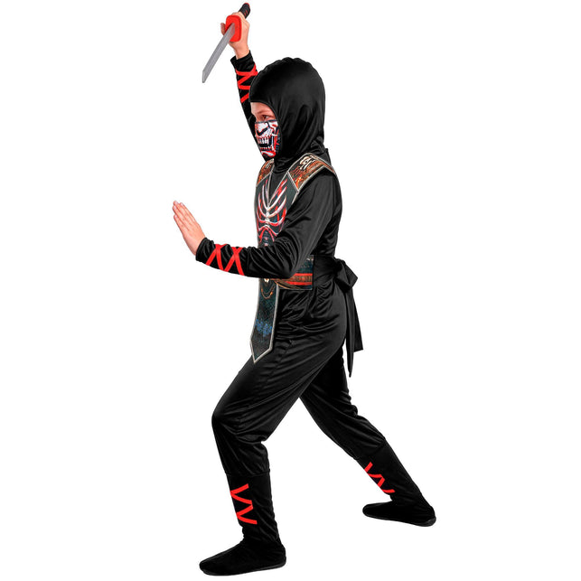 Ninja skelet jumpsuit jongens zwart met rode print — foto 2