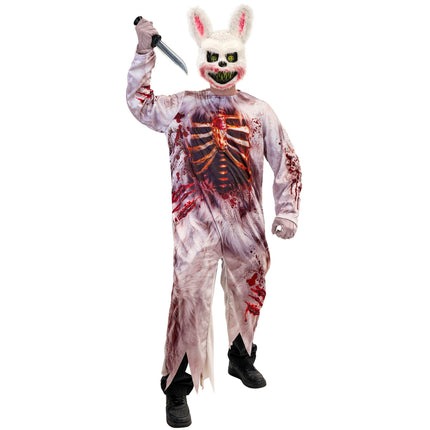Zombie konijn jumpsuit heren met horrormasker