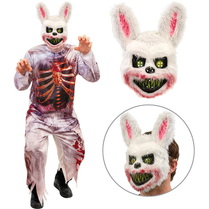 Zombie konijn jumpsuit heren met horrormasker — foto 2