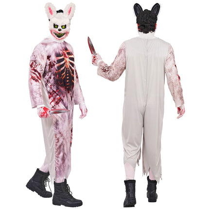 Zombie konijn jumpsuit heren met horrormasker — foto 5