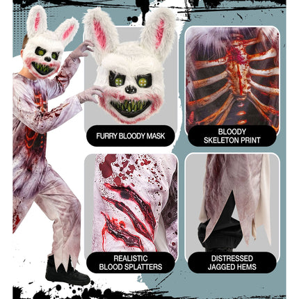 Zombie konijn jumpsuit jongens met horrormasker — foto 5