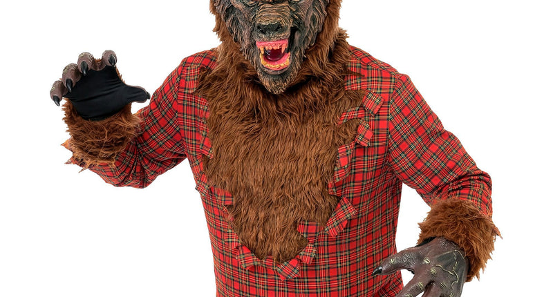 Weerwolf shirt heren rood met masker en handschoenen