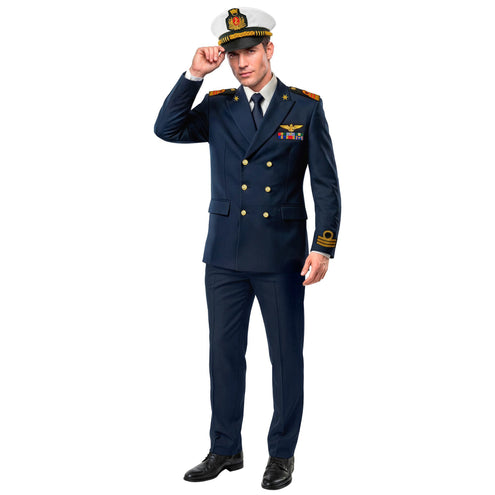 Marine kapitein kostuum heren blauw met pet, 3-delig