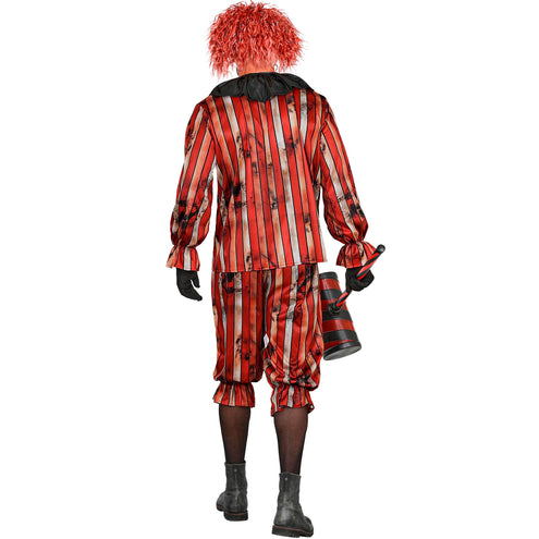 Gemene clown kostuum heren rood gestreept met plooikraag — foto 4