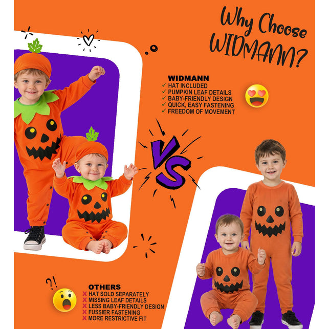 Pompoen jumpsuit jongens oranje met pompoenmuts — foto 6