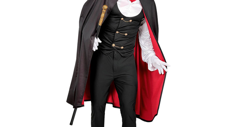Vampier kostuum heren met cape, gilet en jabot