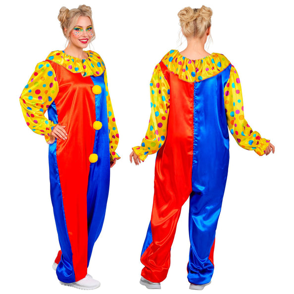Clown jumpsuit volwassenen rood blauw met stippen — foto 6