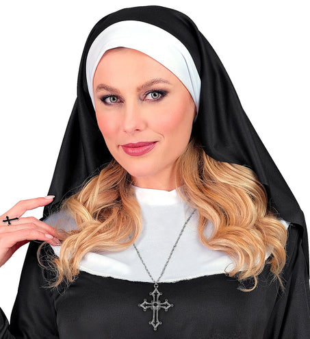 Ketting kruis gothic zwart edelstenen totaalbeeld – sieraden