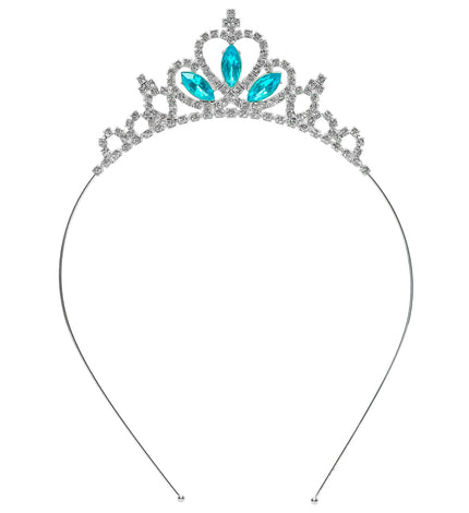 Tiara strass met blauw edelstenen vooraanzicht – accessoires