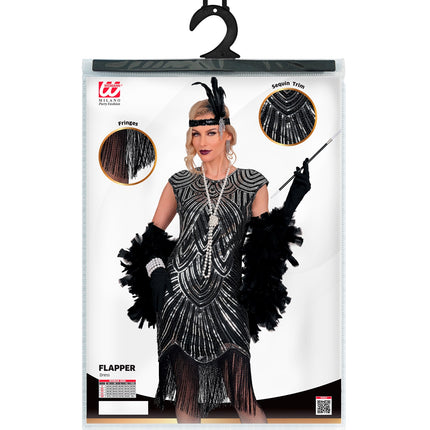 Roaring jaren 20 gatsby flapper jurk zilver voor dames styling – kostuums