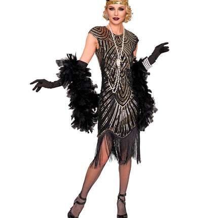 Roaring jaren 20 gatsby flapper jurk goud voor dames sfeerbeeld – kostuums