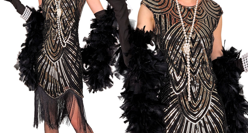 Roaring jaren 20 gatsby flapper jurk goud voor dames vooraanzicht – kostuums