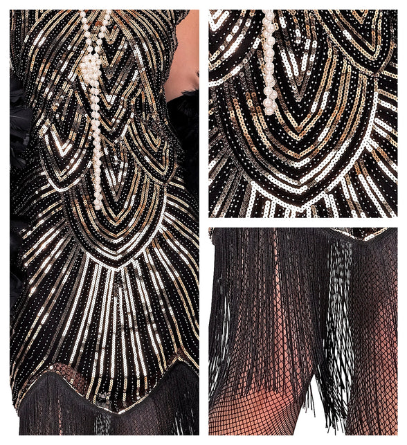 Roaring jaren 20 gatsby flapper jurk goud voor dames productfoto – kostuums