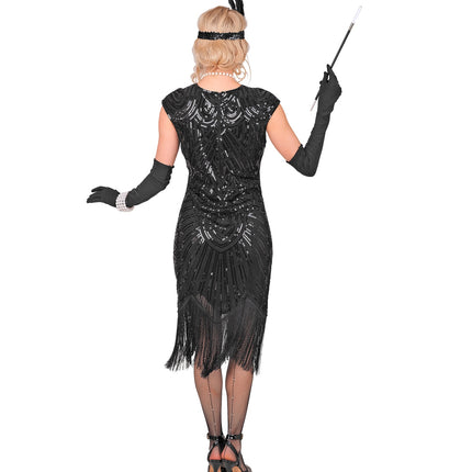 Roaring jaren 20 gatsby flapper jurk zwart voor dames totaalbeeld – kostuums