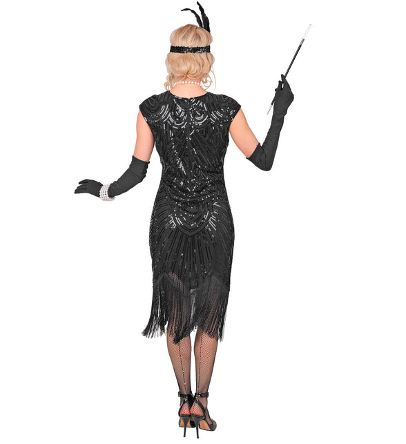 Roaring jaren 20 gatsby flapper jurk zwart voor dames totaalbeeld – kostuums