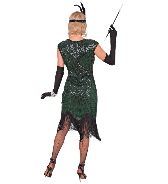 Roaring jaren 20 gatsby flapper jurk groen voor dames totaalbeeld – kostuums
