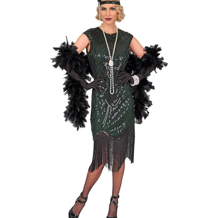 Roaring jaren 20 gatsby flapper jurk groen voor dames detailopname – kostuums