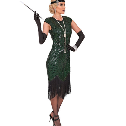 Roaring jaren 20 gatsby flapper jurk groen voor dames close-up – kostuums