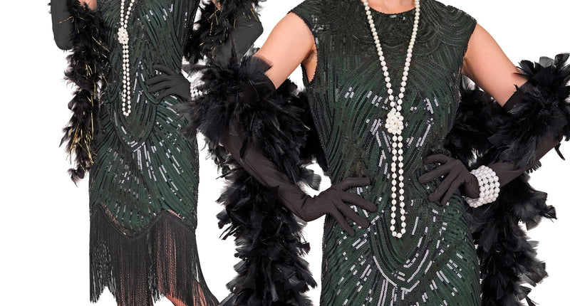 Roaring jaren 20 gatsby flapper jurk groen voor dames vooraanzicht – kostuums
