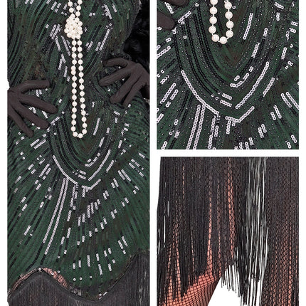 Roaring jaren 20 gatsby flapper jurk groen voor dames productfoto – kostuums