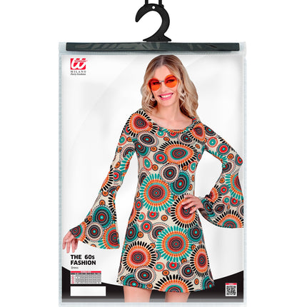 Vintage jaren 70 jurk achterkant - hippie flower power kleding dames retro