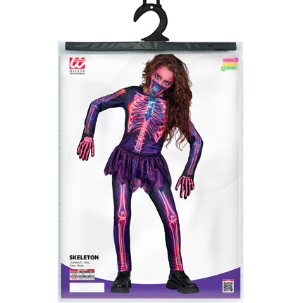 Neon skelet jumpsuit voor meisjes sfeerbeeld – kostuums