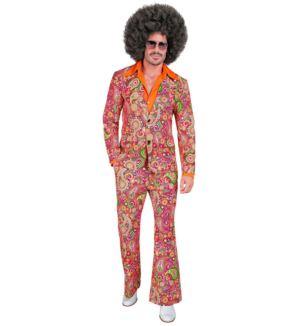 Paisley jaren 70 verkleedpak heren - hippie disco outfit met colbert en broek