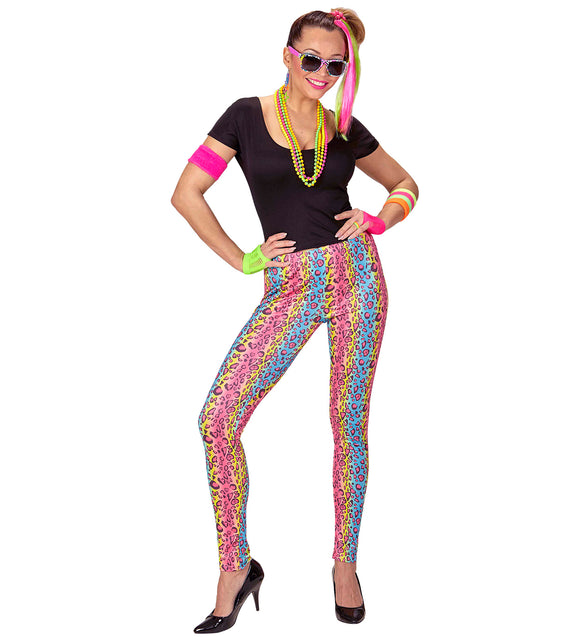 Eighties kostuum dames achterkant, foute party neon retro outfit detail