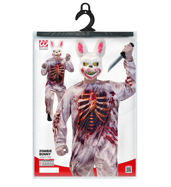 Verpakking van de zombie konijn jumpsuit heren met jumpsuit en masker