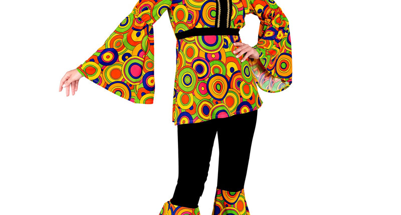 70s groovy kostuum Floor dames - jaren 70 outfit met cirkels voor disco party
