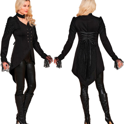 Gothic tailocoat zwarte kostuum voor dames sfeerbeeld – kostuums