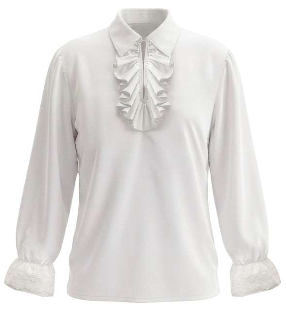 Historisch personage shirt met jabot wit voor heren totaalbeeld – kleding