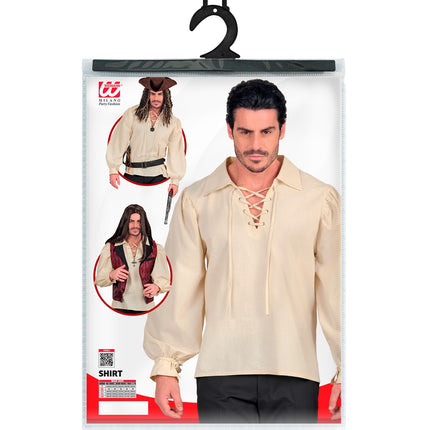 Historisch personage shirt beige voor heren close-up – kleding