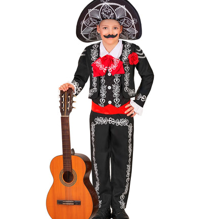 Mariachi Día de los Muertos colbert voor jongens detailopname – kostuums
